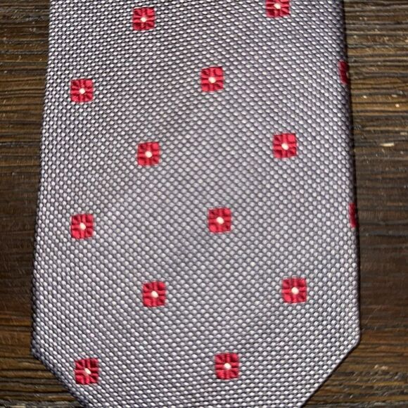 Ike Behar Grey with Red Silk Tie - Picture 3 of 7